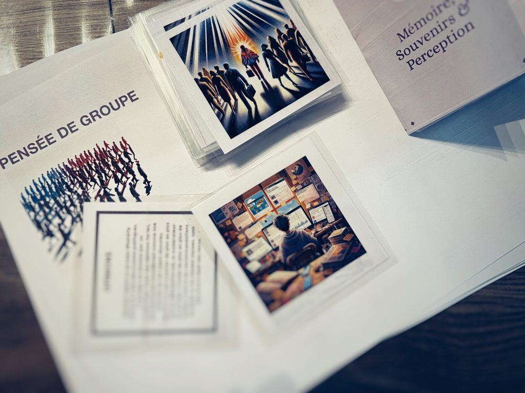 jeu sur les biais cognitif et les réseaux sociaux, créé en parti avec de l'IA pour les besoin de cours sur l'éducation aux médias et à l'information