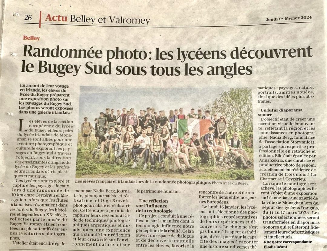 Photo de l'article de presse du progres relatant l'atelier connexion deconnexion avec le programme erasmus et l'association story MILCATS